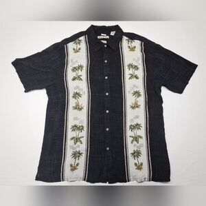 Batik Bay Easy Care Rayon Tropical Palm Tree Button Up Shirt Men's XL